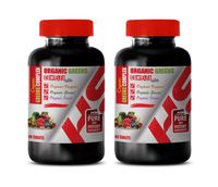 Cholesterol antioxidant Supplement - Organic Greens Complex with Veggies, Greens, Fruits - Ginger Extract Bulk Supplements - 2 Bottles 120 Tablets
