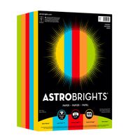 Astrobrights Color Paper, 8.5" x 11", 24 lb/89 gsm, "Everyday" 5-Color Assortment, 1000 Sheets (99609)