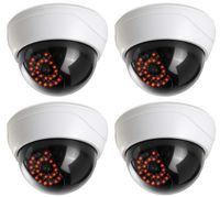 (4 Pack) Fake Security Camera CCTV Fake Dome Camera with Realistic Look Recording Red LED Light Indoor and Outdoor Use, for Homes & Business- by Armo