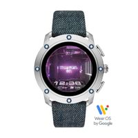 Diesel On Men's Axial Touchscreen Stainless Steel and Leather Smartwatch, Denim Blue-DZT2015