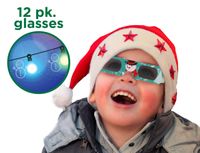 Holiday Specs 3D GLASSES-12pk Holographic glasses, Look through Glasses at your Holiday Lights and see Snowmen, Snowflakes, Santa, Gingerbread Men, Candy Canes or Reindeer Appear before your Eyes!