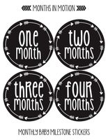 Months In Motion Gender Neutral Baby Month Stickers - Monthly Milestone Sticker for Boy or Girl - Infant Photo Prop for First Year - Shower Gift - Newborn Keepsakes - Unisex - Style 1027