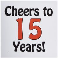 3dRose Cheers to 15 Years Red 6 x 6 Inches Greeting Cards, Set of 6 (gc_193574_1)