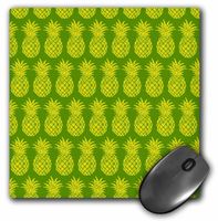 3D Rose"Cool Tropical Pineapple Pattern in Green and Yellow" Matte Finish Mouse Pad - 8 x 8" - mp_219267_1