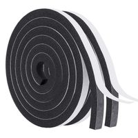 Windows Sealing Tape-2 Rolls, 1/2 Inch Wide X 1/2 Inch Thick Weather Stripping for Windows and Doors Adhesive Soundproofing Thick Foam Tape Total 13 Feet Long(6.5ft x 2 Rolls)