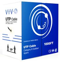 VIVO Black 1,000ft Bulk Cat6, CCA Ethernet Cable, 23 AWG, UTP Pull Box | Cat-6 Wire, Waterproof, Outdoor, Direct Burial (CABLE-V007)