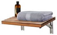 ANZZI Goreme 24 in x 12.6 in Wall Mounted Folding Teak Shower Seat | 280 lbs Weight Capacity Wood and Stainless Steel Spa Bench Fold Down Seat for Bath | Modern Wooden Foldable Shower Chair | AC-AZ205