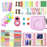 Leebotree Kit Bundle Compatible with Fujifilm Instax Mini 9 or Mini 8 8+ Instant Camera Include Case/Album/Selfie Lens/Filters/Wall Hang Frames/Film Frames/Border Stickers/Corner Stickers (Horse Pink)