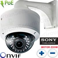 Urban Security Group 5MP @ 30FPS H.265 IP Dome Security Camera + RCA Audio : Motorized Auto-Focus 6MP 3.6-10mm Lens, Power Over Ethernet, 30x IR LEDs, Weatherproof, ONVIF
