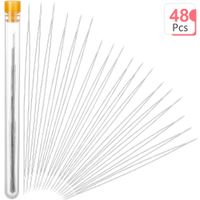 6 Size Beading Needles Big Eye Beading Needles Beading Embroidery Stainless Needles with White Needle Bottle for Jewelry Making (48)