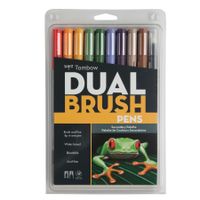 Tombow 56168 Dual Brush Pen Art Markers, Secondary, 10-Pack. Blendable, Brush and Fine Tip Markers