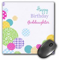 3dRose LLC 8 x 8 x 0.25 Inches Mouse Pad, Happy Birthday Goddaughter - Modern Colorful Dots Pattern on White (mp_165136_1)