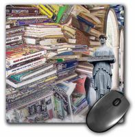 3dRose LLC 8 x 8 x 0.25 Inches Stack of Books a Digital Collage of Books and a Greek Statue Mouse Pad (mp_18161_1)