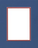 24x36 Royal Blue and Orange Double Picture Mats with White Core, for 20x30 Pictures