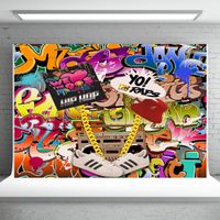 7x5ft 90's Hip Hop Party Decorations 90th Themed Graffiti Photography Backdrops Vinyl Photo Background Studio Props Events Banner