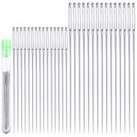 30 Large Eye Stitching Needles - 2 Sizes - Big Eye Hand Sewing Needles in Clear Storage Tube