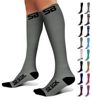SB SOX Compression Socks (20-30mmHg) for Men & Women - Best Stockings for Running, Medical, Athletic, Edema, Diabetic, Varicose Veins, Travel, Pregnancy, Shin Splints (Gray/Black, Large)