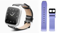 Beantech S1 Smart Watch for Apple/Android Phones. Silver with Black Croc-Embossed Leather Strap with Bonus Purple Silicone Strap