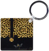 3dRose Sweet 16 Cheetah Print and Gold - Key Chains, 2.25 x 4.5 inches, set of 2 (kc_52259_1)