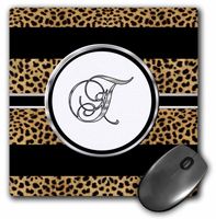 3dRose LLC 8 x 8 x 0.25 Inches Mouse Pad, Elegant Cheetah Animal Print Monogram Letter T - (mp_180689_1)