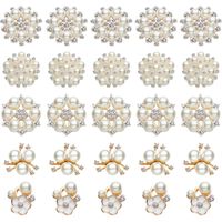 50 Pieces Rhinestone Buttons Embellishments Buttons Flatback Pearl Crystal Rhinestone Flower Button Round Crystal White for Jewelry Making Wedding Party Home Decoration and DIY Craft