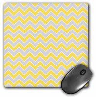 3dRose 8 x 8 x 0.25 Inches Mouse Pad, Chevron Pattern Yellow/Gray Zigzag (mp_128580_1)