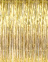 GOER 3.2 ft x 9.8 ft Metallic Tinsel Foil Fringe Curtains for Party Photo Backdrop Wedding Decor (Gold,3 pcs)