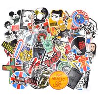 Riao-Tech 60pcs Band Stickers Laptop Guitar Travel Case Car Bicycle Phone Pad Skateboard Stickers Waterproof (Vintage-D)