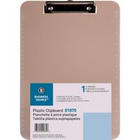 Business Source Flat Clip Smoke Plastic Clipboard