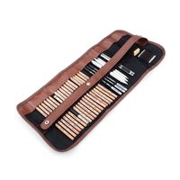 29 Pieces Professional Sketching & Drawing Art Tool Kit with Graphite Pencils, Charcoal Pencils, Paper Erasable Pen, Craft Knife-Lightwish (Without Sketchbook, with Canvas Rolling Pouch）