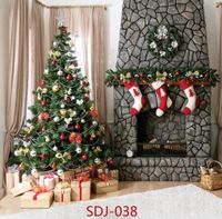 GoodsFederation 10x10ft Christmas Photography Backdrops Christmas Tree Fireplace Photo Background for Christmas Party Customized Pictorial Cloth Photo Backdrops Studio Props SDJ-038
