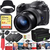 Sony RX10 IV Cyber-Shot High Zoom 20.1MP Camera with 24-600mm F.2.4-F4 Lens Bundle with 64GB Memory Card, Camera Bag, 2X Battery and Photo and Video Professional Editing Suite