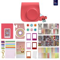 Fujifilm Instax Mini 9 Accessory Bundle - 14 in 1 Kit with Close Up and Color Filters, Photo Album, Colorful Picture Frames,Flamingo Pink Camera Case and Removable Strap (Flamingo Pink)