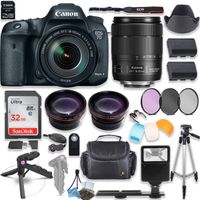 Canon EOS 7D Mark II DSLR Camera with Canon 18-135mm USM Lens Kit + 0.43x Wide Angle Lens + 2X Telephoto Lens + 32GB SD Memory Card + HD Filter Kit + Flash Diffusers + Full Premium Accessory Bundle