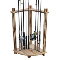 Rush Creek Creations Rustic Log 12 Fishing Rod Storage Corner Rack - Handcrafted Solid Pine - No Tool Assembly