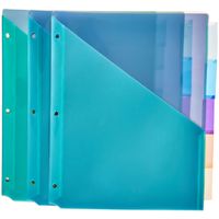 AmazonBasics Two Pocket Plastic Dividers with 5 Tabs, Multicolor, Pack of 3 Sets