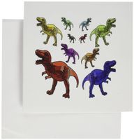 3dRose Set of 12 Greeting Cards, Print of Cartoon Primary Color Dinosaurs (gc_193158_2)