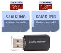 Samsung Evo Plus 128GB MicroSD Memory Card (2 Pack) Works with GoPro Hero 8 Black (Hero8), Max 360 UHS-I, U1, Speed Class 10, SDXC (MB-MC128G) with (1) Everything But Stromboli (TM) Micro Card Reader