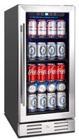 Kalamera 15" Beverage Cooler 96 can Built-in or Freestanding Touch Control Beverage Fridge with Blue Interior Light