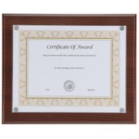Nudell 8.5" x 11" Award Plaque with Exclusive Easy-load Magnetic Clear Cover System (actual dimensions 10.5" x 13"), Mahogany (18868)
