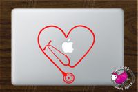 Stethoscope Heart Cutout (RED) Vinyl Decal Stickers for MacBook Laptop Car Nursing Tough Strength Strong Strength Hope Inspiration Love Doctor Nurse Veterinarian Health Medicine Hospital Med School