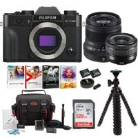 Fujifilm X-T30 Mirrorless Camera Body (Black) w/15-45 & XF50mm F2 Dual Lens Accessory Bundle + Sandisk 128GB Ultra UHS-I + 2 NP-W126 & Dual Charger +Tripod + Deluxe Photo Software