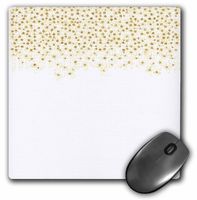 3dRose Mouse Pad Gold Sparkling Faux Glitter Confetti Dots on White, 8 x 8" (mp_266872_1)