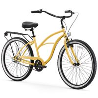 sixthreezero Around The Block Women's 3-Speed Beach Cruiser Bicycle, 26" Wheels, Cream with Black Seat and Grips