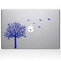 The Decal Guru 2094-MAC-11A-DB Tree with Birds Decal Vinyl Sticker, Dark Blue, 11" MacBook Air