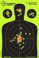 Splatterburst Targets - 12 x18 inch - Silhouette Reactive Shooting Target - Shots Burst Bright Fluorescent Yellow Upon Impact - Gun - Rifle - Pistol - Airsoft - BB Gun - Air Rifle (10 Pack)