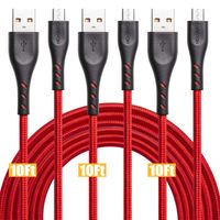 Micro USB Cable 10ft, CABEPOW Android Charger Cable「3Pack 10 feet 」,Extra Long Nylon Braided High Speed USB 2.0 Data Sync Charging Cord for Samsung, HTC, Motorola,Nokia,Kindle,MP3,Tablet and More-Red
