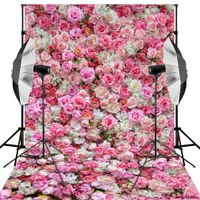 Kooer 6x9ft Roses Backdrops Pink Flower Floral Vinyl Fabric Cloth Wedding Lightweight Fresh Photography Backdrop Microfiber Studio Booth Props