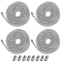 4 pack Beaded Pull Chain Extension,Each Chain Length 39 Inch (1 Meter) with Two Additional Matching Connectors,3.2 mm Diameter Beaded,Silvery
