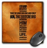 3dRose LLC 8 x 8 x 0.25 Inches Mouse Pad, John 3-16 Bible Verse Embossed on a Copper Background (mp_29092_1)